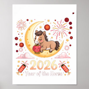 Jahr des Feuerpferds 2026 Festives Chinesisches Ne Poster