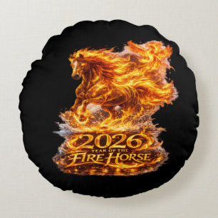 Jahr des Feuerpferds 2026 Rundes Kissen