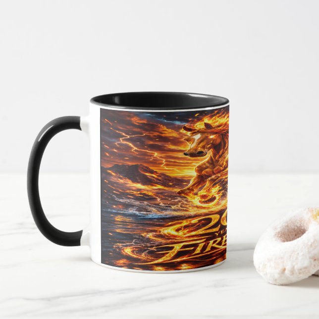 Jahr des Feuerpferds 2026 Tasse (Mit Donut)