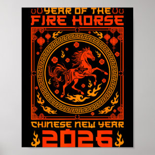 Jahr des Feuerpferds Chinesisches Neujahr 2026 Dek Poster