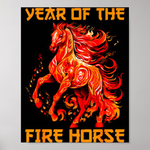 Jahr des Feuerpferds Frohes chinesisches Neujahr Poster