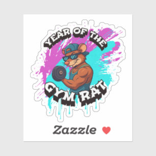 Jahr des Fitness-Studios-Ratten Lustiges Workout-C Aufkleber