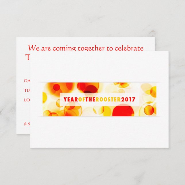 Jahr des Hahns 2017 (Bokeh) Einladung (Vorne/Hinten)