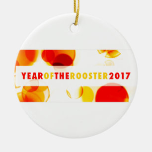 Jahr des Hahns 2017 (Bokeh) Keramikornament