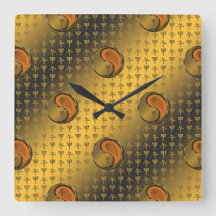 Jahr des Holzpferdes Quadratische Wanduhr