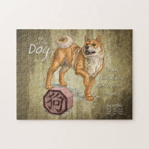 Jahr des Hundes Chinesische Zodiakkunst Puzzle