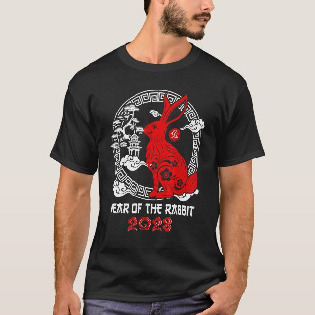 Jahr des Kaninchens 2023 Zodiac Horoskop Chinesisc T-Shirt (Vorderseite)