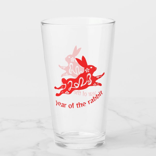 Jahr des Kaninchens Chinesische Neujahrsküken zodi Glas (Rückseite)