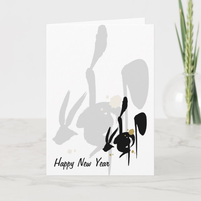 Jahr des Kaninchens Feiertagskarte (Vorderseite)