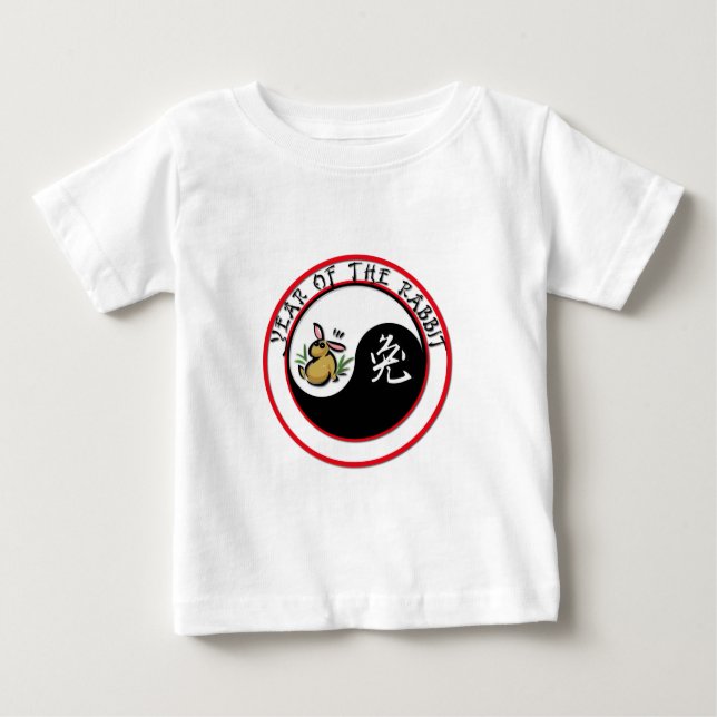 Jahr des Kaninchens - Yinyang Baby T-shirt (Vorderseite)