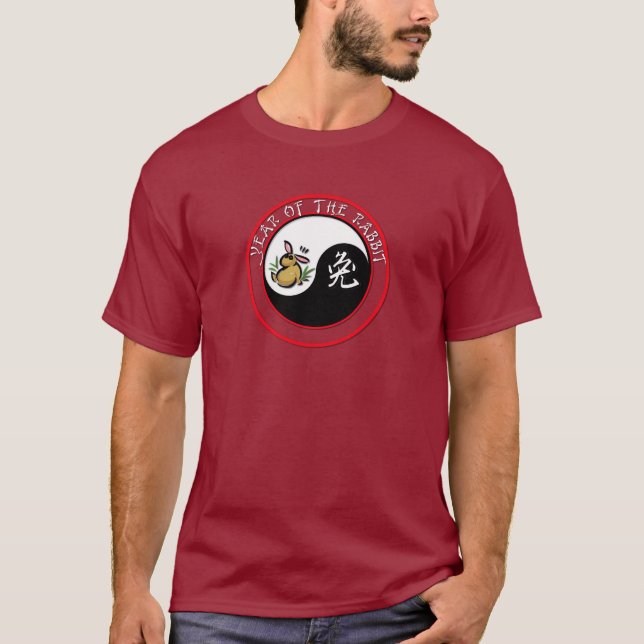 Jahr des Kaninchens - Yinyang (weißer Text) T-Shirt (Vorderseite)