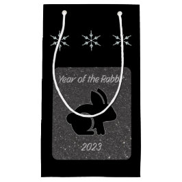 Jahr des Kaninchenschwarzen Glitzer Kleine Geschenktüte