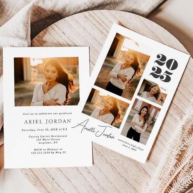 Jahr des Minimalistischen Collage Abschlusses | Fo Einladung (Minimalist Collage Graduation Year | Photo Collage Invitation)