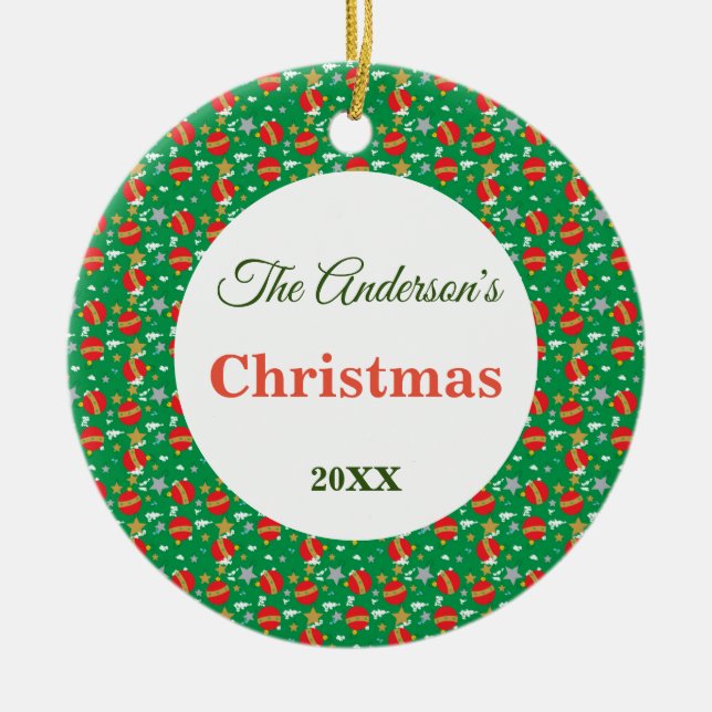 Jahr des Namens der Weihnachtsbaumbällchen Keramik Ornament (Vorne)