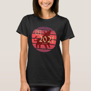 Jahr des Ochsen 2021 Chinesisches neues Jahr Roter T-Shirt