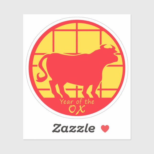 Jahr des Ochsen Aufkleber (Blatt)
