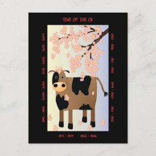 Jahr des Ochsen Feiertagspostkarte