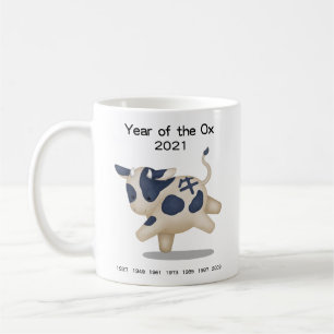 Jahr des Ox-Niedlichen Tieres 2021 Kaffeetasse