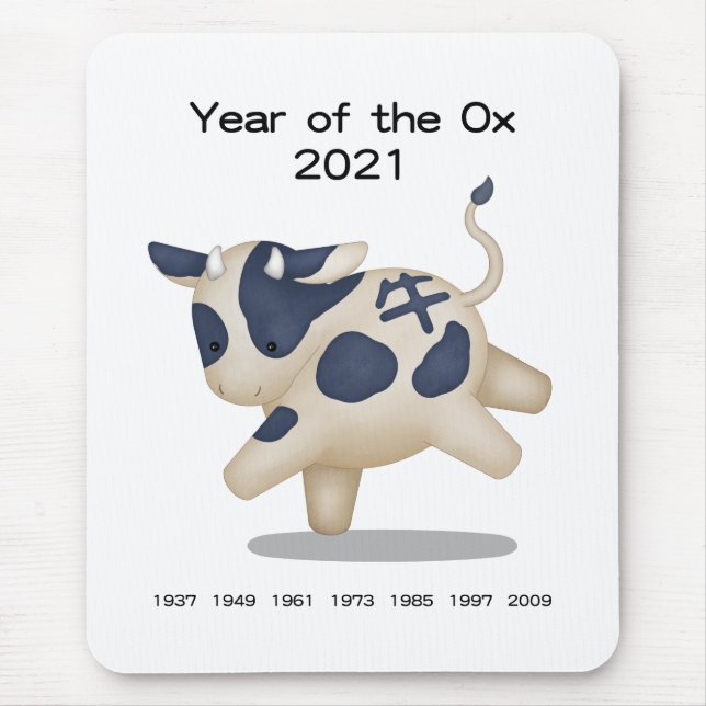 Jahr des Ox-Niedlichen Tieres 2021 Mousepad (Vorne)