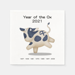 Jahr des Ox-Niedlichen Tieres 2021 Serviette