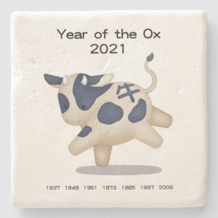 Jahr des Ox-Niedlichen Tieres 2021 Steinuntersetzer