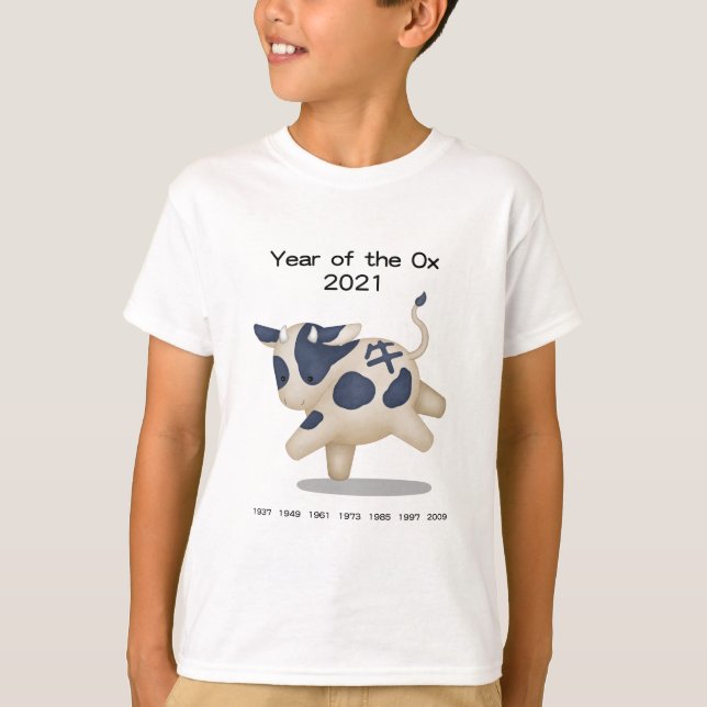Jahr des Ox-Niedlichen Tieres 2021 T-Shirt (Vorderseite)