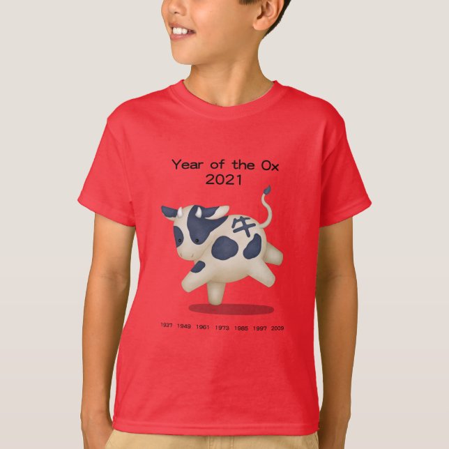Jahr des Ox-Niedlichen Tieres 2021 T-Shirt (Vorderseite)