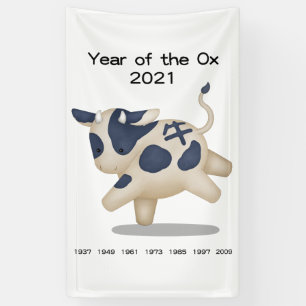 Jahr des Ox-Niedlichen Zodiac-Tieres 2021 Banner