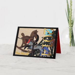 Jahr des Pferdes 2014 - Dada Collage - Grüße Feiertagskarte