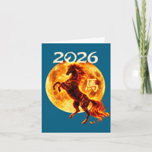 Jahr des Pferdes 2026 Chinesischer Zodiak Mondneuj Karte