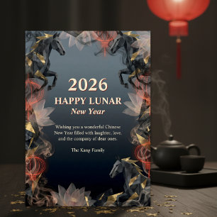Jahr des Pferdes 2026 Chinesisches Neujahr Feiertagskarte