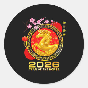 Jahr des Pferdes 2026 Chinesisches Neujahr Männer Runder Aufkleber