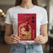 Jahr des Pferdes 2026 Chinesisches Neujahr Rot Gol
