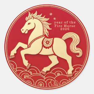 Jahr des Pferdes 2026 Chinesisches Neujahr Runder Aufkleber