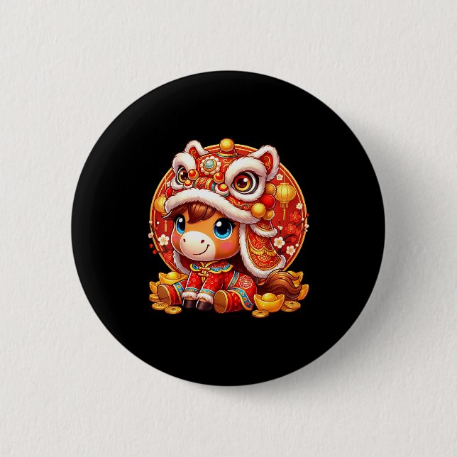 Jahr des Pferdes 2026 Chinesisches Neujahrsfest Button (Vorderseite)