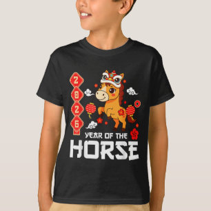 Jahr des Pferdes 2026 Cute Kawaii Chinesisches Neu T-Shirt