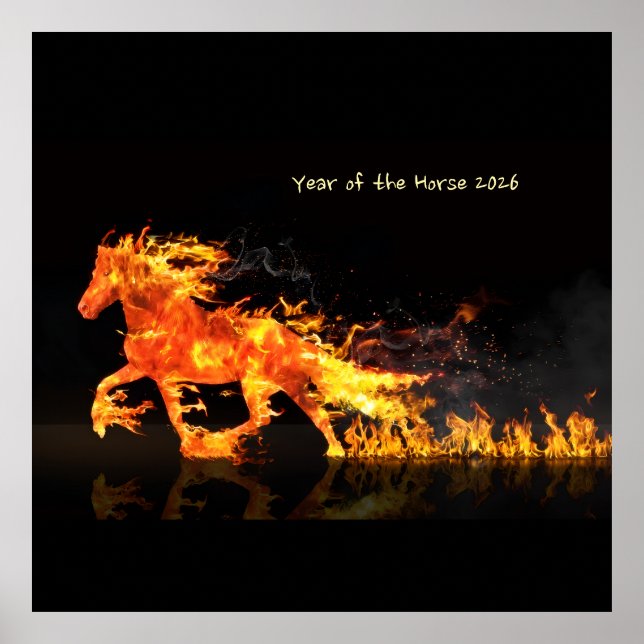 Jahr des Pferdes 2026 (Feuerpferd) Poster (Vorne)