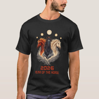 Jahr des Pferdes 2026 Frohes chinesisches Neujahr T-Shirt