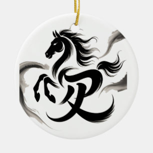 Jahr des Pferdes 2026 Keramik Ornament