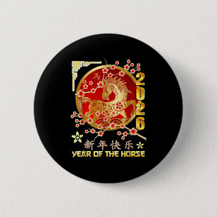 Jahr des Pferdes 2026 Lunar Chinesischer Zodiak Button