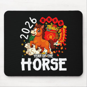 Jahr des Pferdes 2026 Süßes chinesisches Neujahr Mousepad