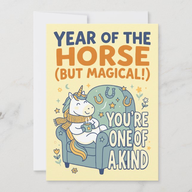 Jahr des Pferdes (aber magisch) Feiertagskarte (Vorderseite)