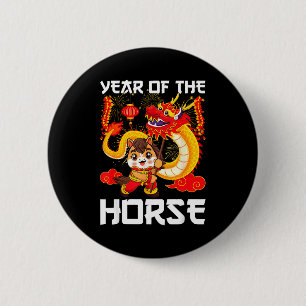 Jahr des Pferdes Chinesischer Drachen-Tanz Lunar N Button