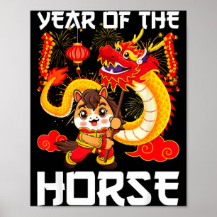 Jahr des Pferdes Chinesischer Drachen-Tanz Lunar N Poster