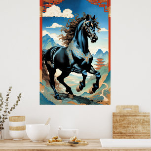 Jahr des Pferdes, chinesisches Horoskop, Poster