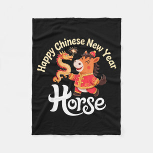 Jahr des Pferdes Chinesisches Neujahr Drache _1 Fleecedecke