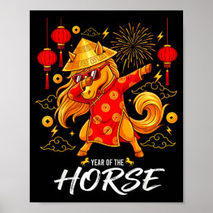 Jahr des Pferdes Dabbing Sternzeichen Pferd Chines Poster