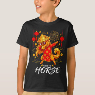 Jahr des Pferdes Dabbing Sternzeichen Pferd Chines T-Shirt