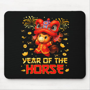 Jahr des Pferdes Löwentanz Lunar Chinesisches Neuj Mousepad