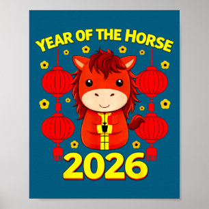 Jahr des Pferdes Lunar Chinesisches Neujahr Feuerp Poster